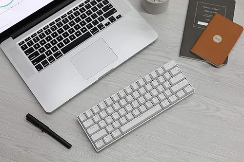 Miniatura 8 de Royal Kludge RK61 teclado con cableinalámbrico de 61 teclas Bluetooth 30 multidispositivo amarillo con ledes amarillas teclado para juegos