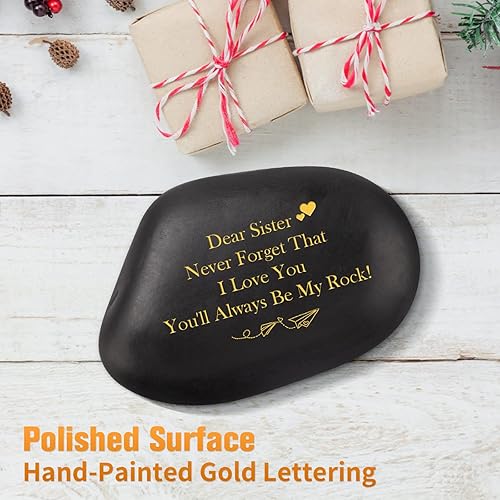 Miniatura 3 de KAAYEE Regalos para hermanas de parte de la hermana - Grabado Rocks Paperweight Regalos para hermana, cumpleaños, graduación