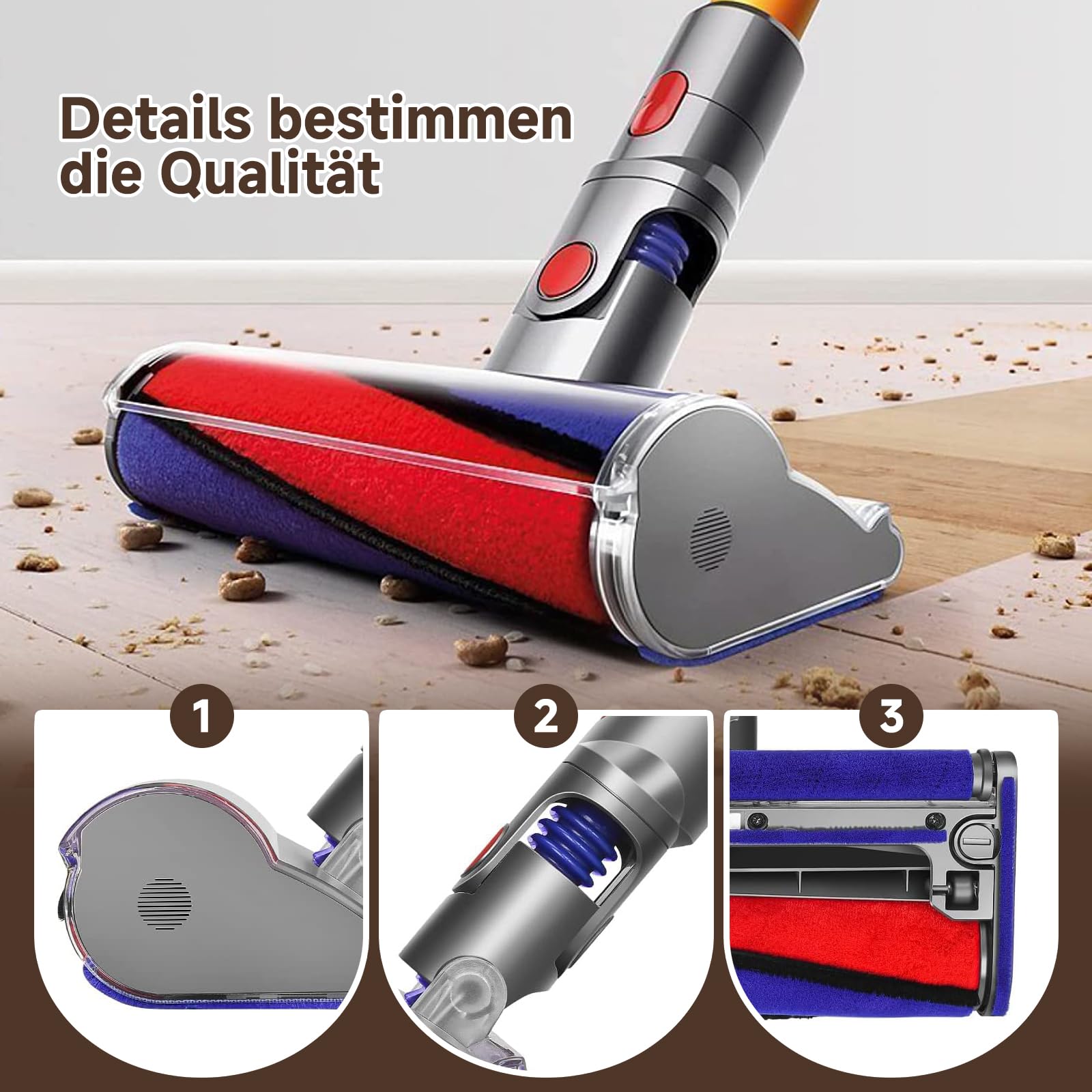 V11 Bodendüse für Dyson V15/V10/V8,bürste für dyson SV10/SV12/SV14, Harte Böden ersatzbürste,Soft Roller Bürste Aufsatz,fluffy bodendüse