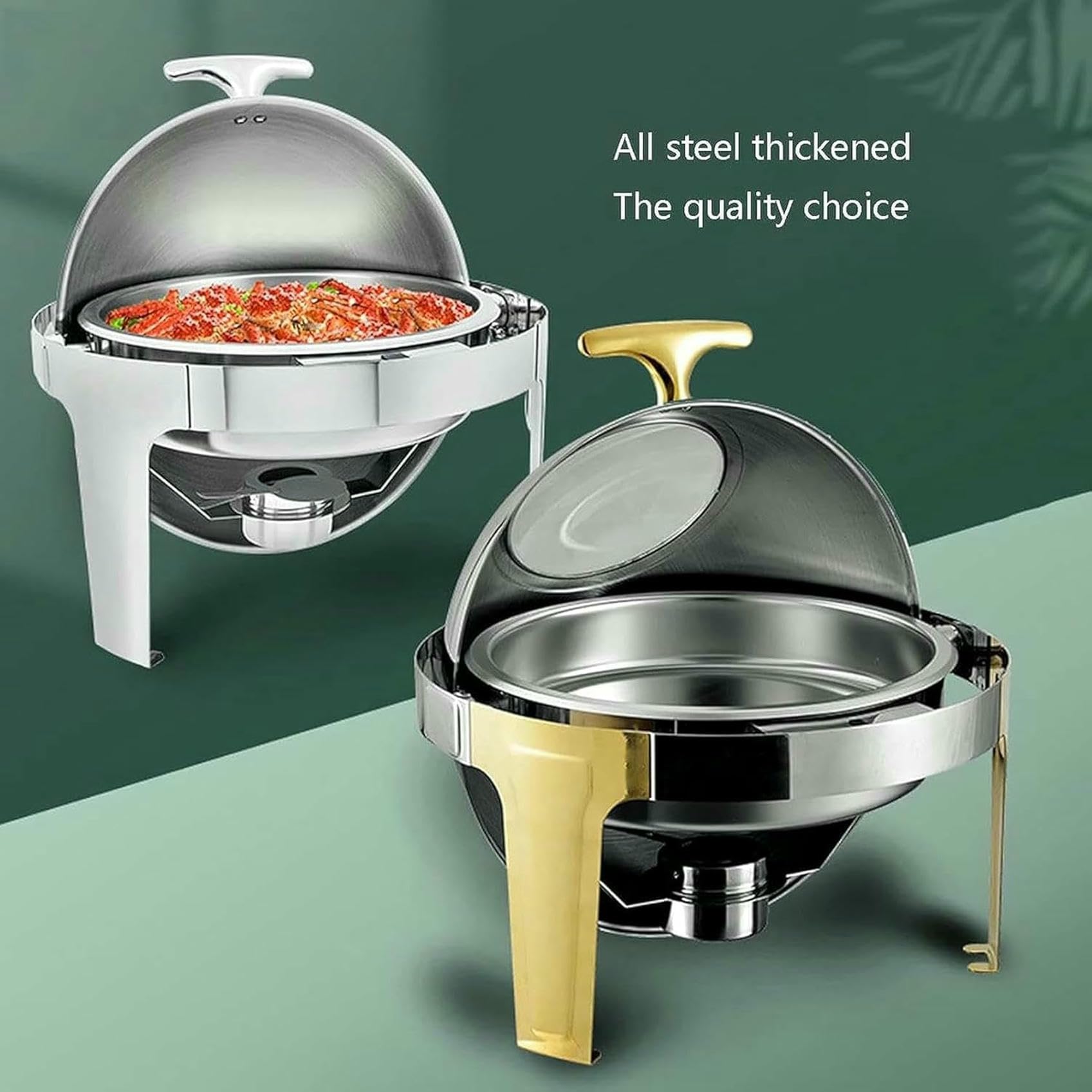 Calentador de Alimentos para Servicio de Buffet: Plato Aislado para Alimentos, Buffet Aislado para Alimentos, Placa de Acero Inoxidable con Vidrio, Juego de Olla Caliente, Calentador~/
