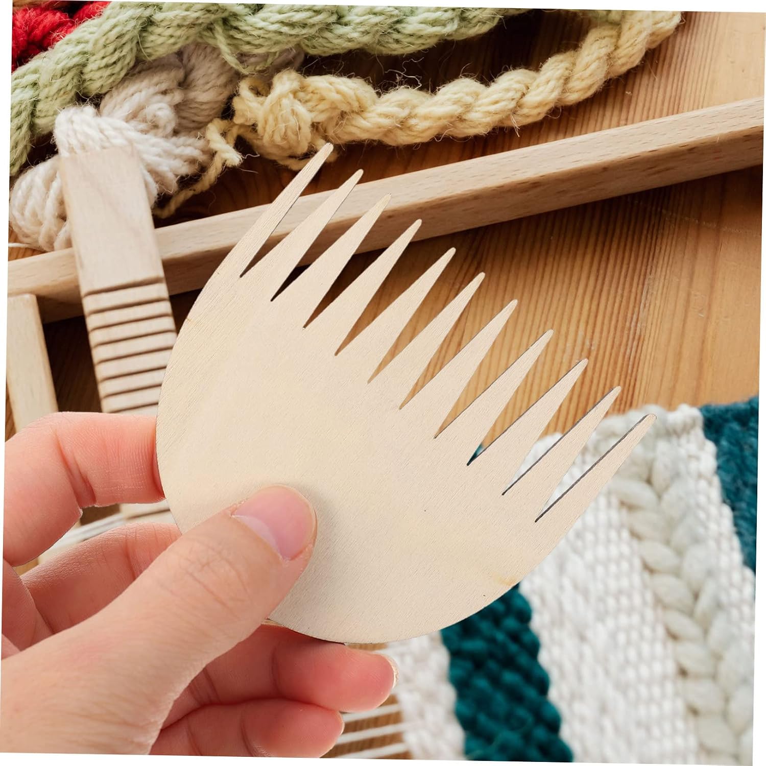 JEWEDECO 1Set Hand Stick Weaving Tool Kit for DIY Crafts Durable Natural Wooden Shuttles Smooth Edges for Comfortable Knitting and Weaving Projects