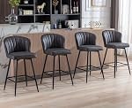 EALSON Counter Height Bar Stools Set of 2 Modern Bar Chairs with Back Leather Upholstered Barstools with Metal Footrest Comfortable Island Chairs for Kitchen Counter/Home Bar/Dining Room, Green