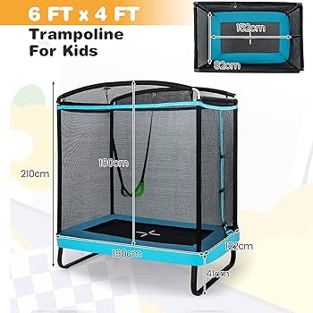 6FT Kids Trampoline with Swing, Rectangle Recreational