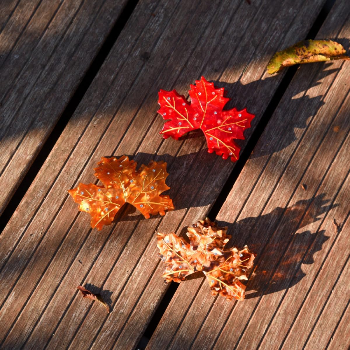 Maple Leaf Hair Clips,Cute Acetate Hair Clip,Leaf Claw Clips for Women,Brown - Image 4