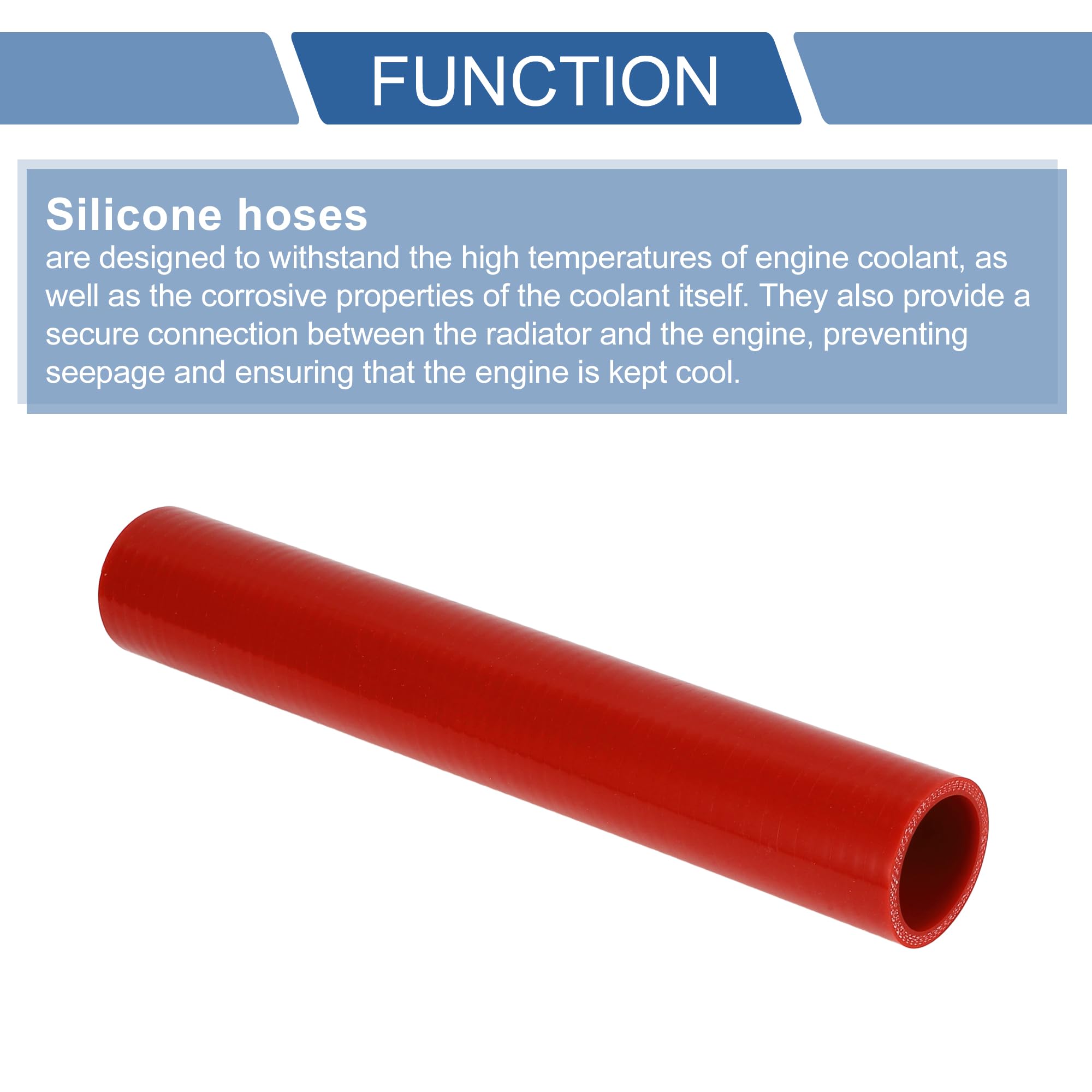 Unique Bargains 1 Pcs 38mm 1.50" ID 300mm 11.81" L 0° Red Car Threaded Silicone Hose Universal