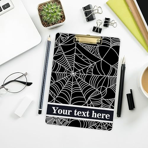 Miniatura 6 de Portapapeles de plástico personalizado de tela de araña de Halloween, tamaño estándar, portapapeles acrílicos personalizados con clip de metal de