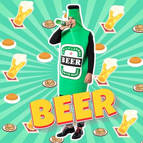 Miniatura 5 de EraSpooky - Disfraz de botella para hombre, disfraz de mascota del Oktoberfest, disfraz divertido de Halloween, disfraz divertido de comida divertida