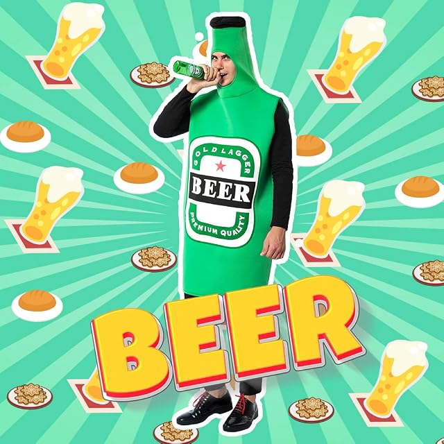 Foto 5 de 7 de EraSpooky Disfraz de Botella de Cerveza Unisex Disfraz Fiesta de Halloween Traje Divertido para Hombres…