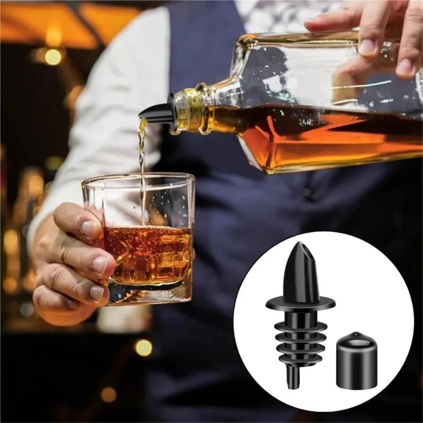 Stainless Steel Pourers Boquillas for Verter Botellas, vertedores de Licor plástico con Tapas Goma for, for Pubs(100pcs)
