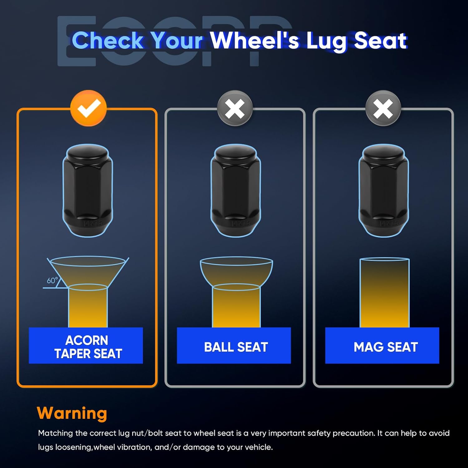 ECCPP 24PCS Lug Nuts M14x1.5 Black Closesd End Lug Nuts Set 1.8" Length 7/8" Hex Bulge Acorn Aftermarket Wheel Tire Nuts Fit for Chevrolet for Avalanche for Blazer for Silverado 1500 for Express 1500