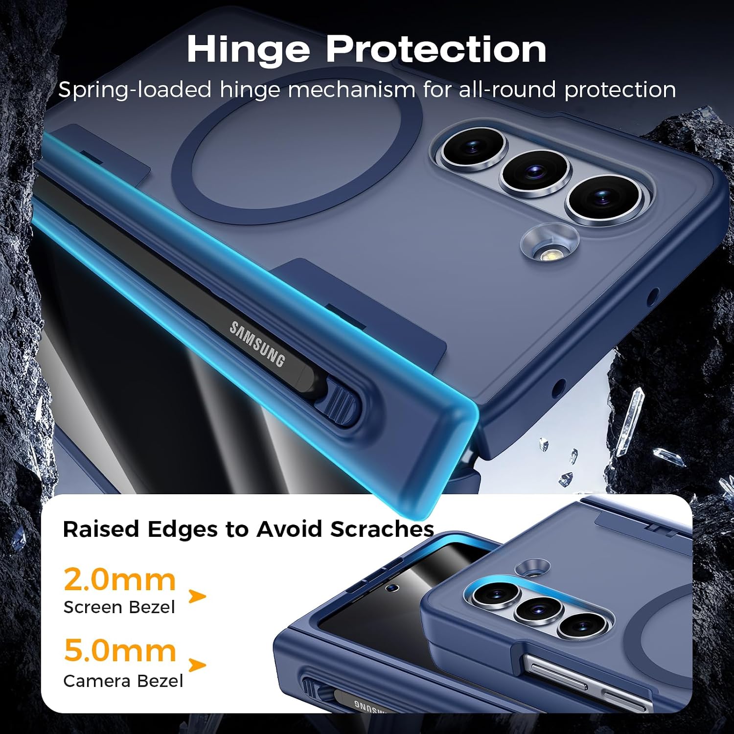 VEGO for Galaxy Z Fold 5 Case with Privacy Screen Protector[Compatible with Magsafe][Built-in S Pen Slot][Hinge Protection] Full Body Military-Grade Shockproof Phone Case for Samsung Z Fold 5 (Blue)