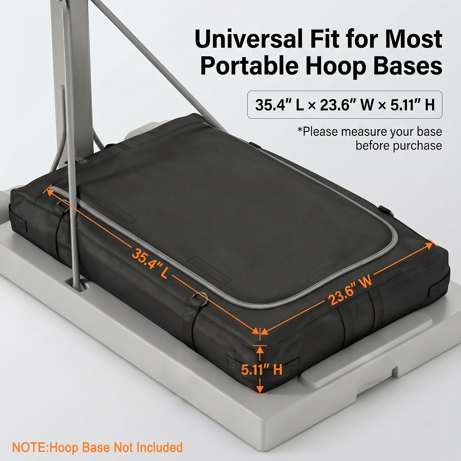 Basketball Hoop Sandbag, Weighted Base Anchor Bag for Portable Hoop Base | Heavy-duty Oxford fabric bag helps stabilize portable basketball hoop bases for driveway and backyard use. Bag only;