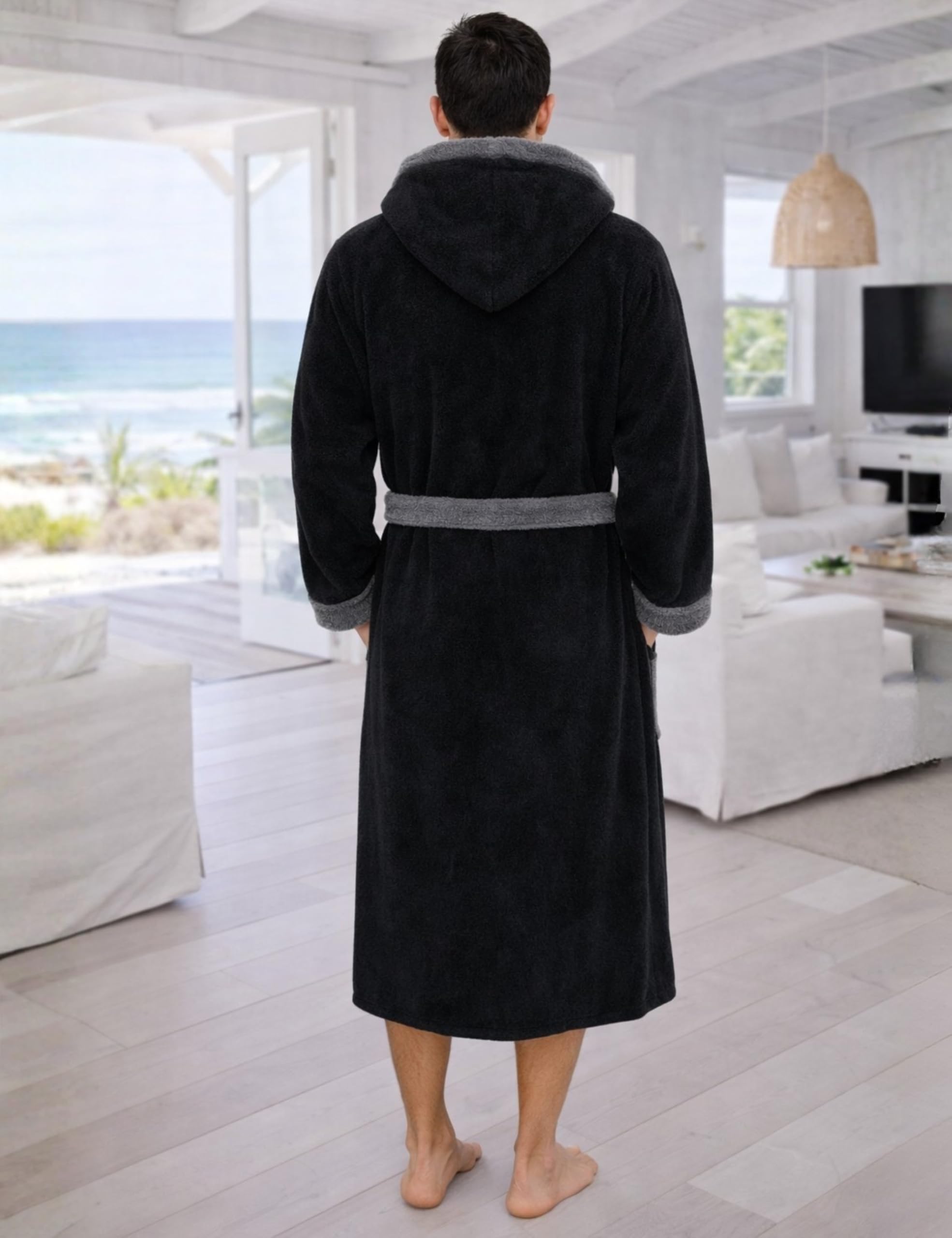 Morgenstern Albornoz Hombre 100% Algodón Rizo con Capucha – 420 g/m² – Absorbente – Certificado OEKO-TEX® – Tallas M-XXL