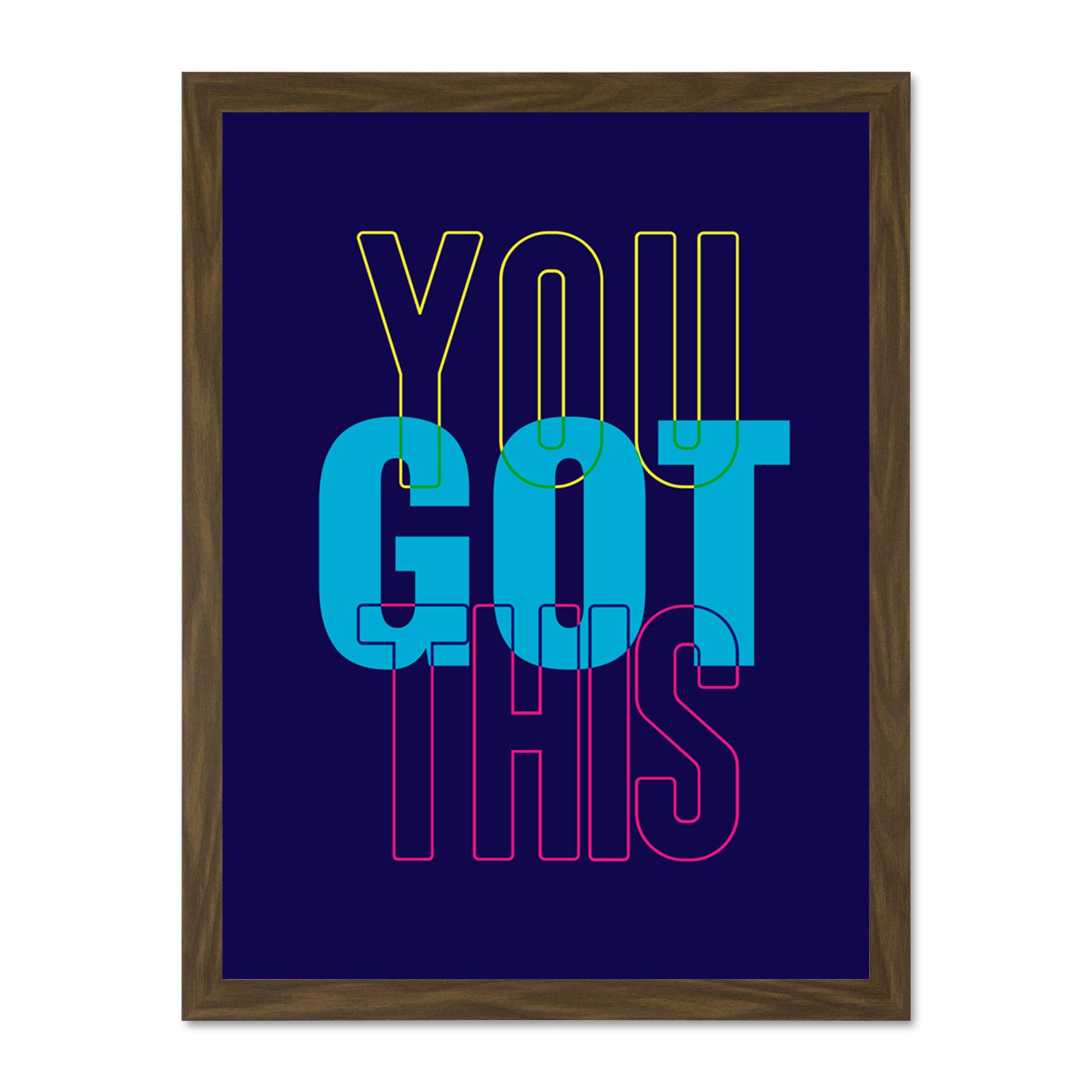 Wee Blue Coo Positivity You Got This Typography Large Framed Art Print Poster Wall Decor 18x24 inch