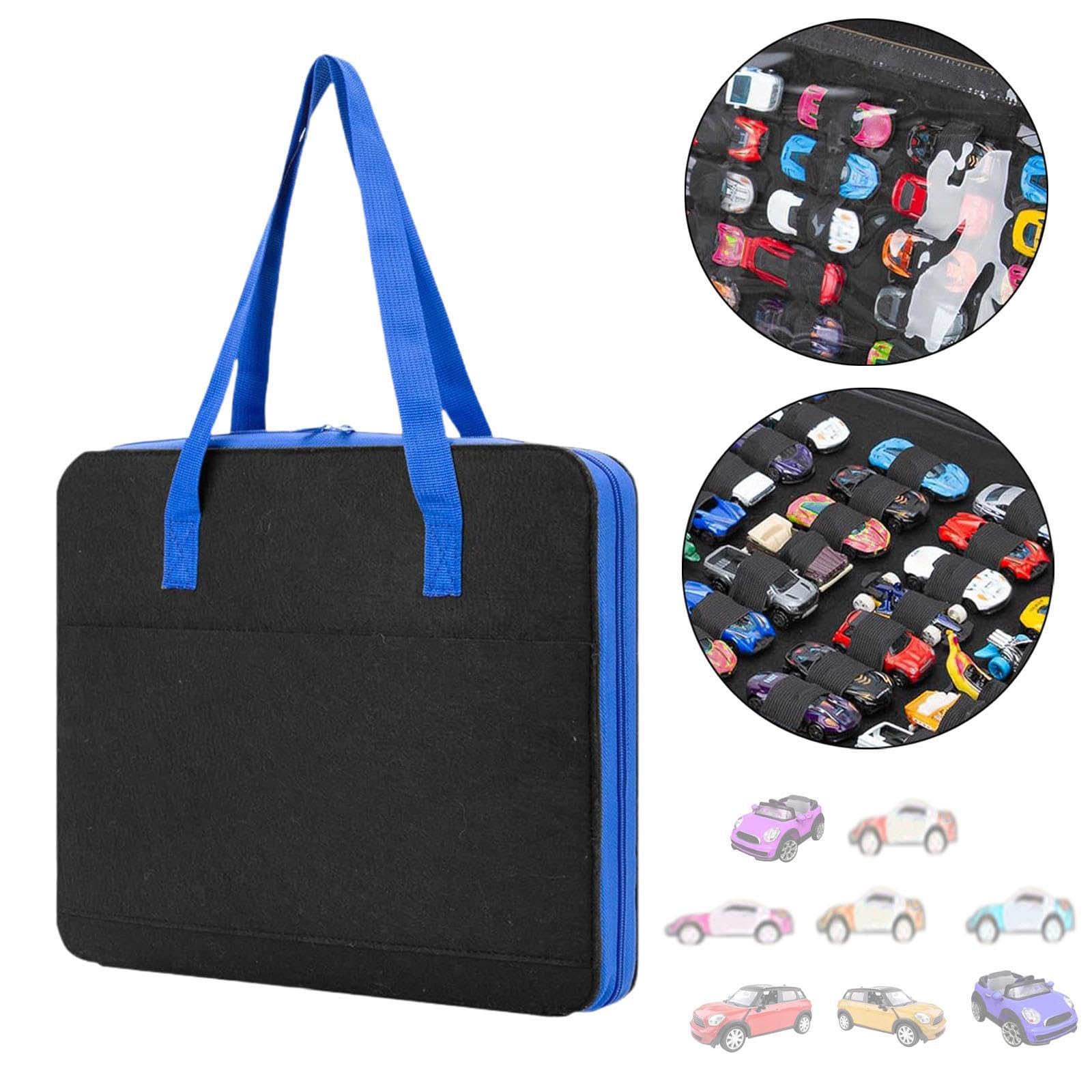 Sharplace Custodia per Giocattoli, Comoda Custodia da Trasporto da 52 Scomparti, Portatile E Leggera, per Modellini di Auto, Collezione per Bambini, Mini Giocat, Nero