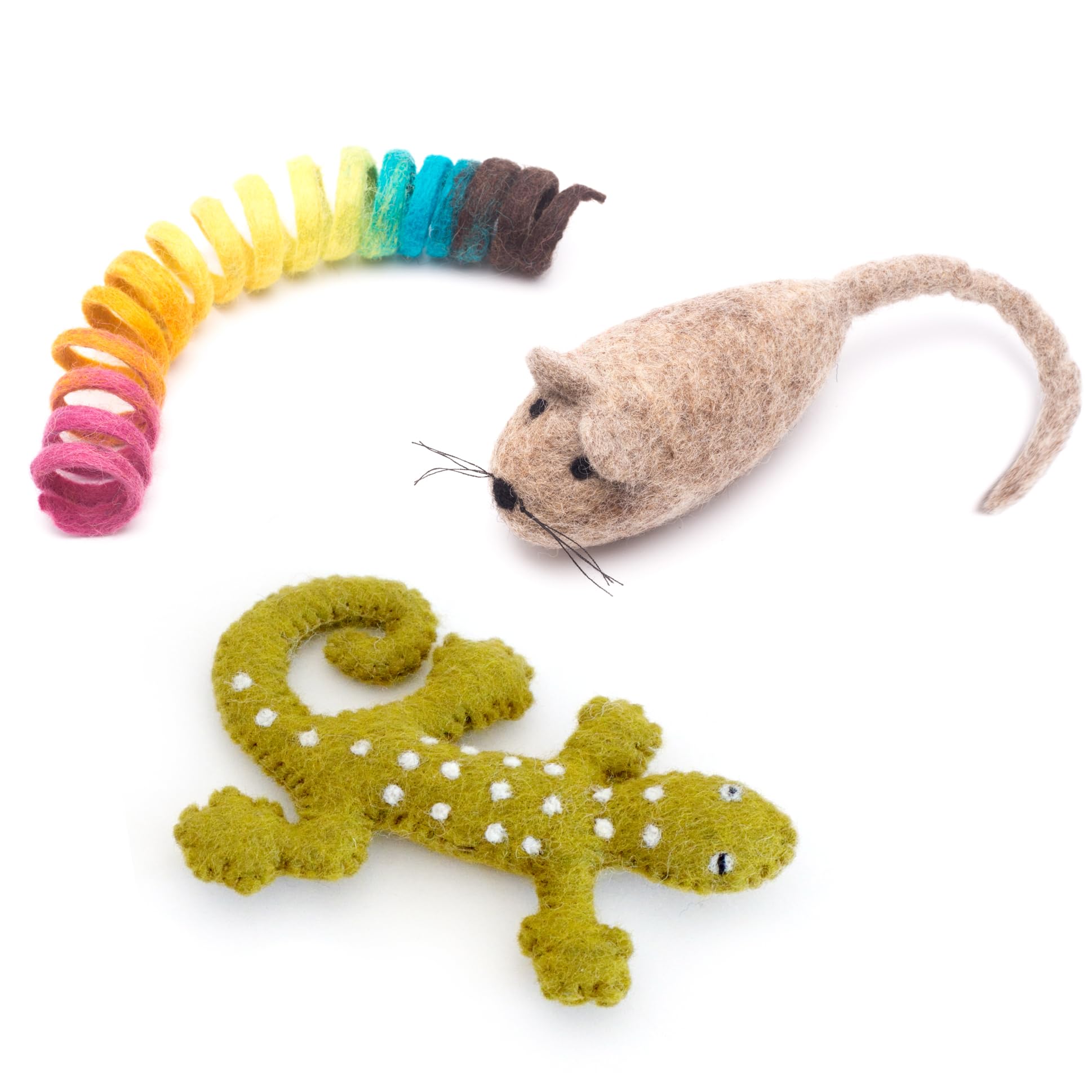 Glaciart One Wool Cat Toy Set with Catnip | Cute Cat Toy for Interaction & Boredom Relief, Encourages to Exercise, Explore & Play | Filled w/Organic