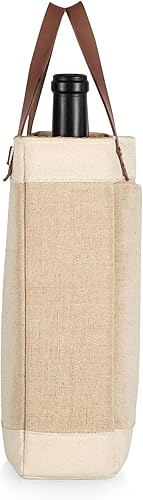 Miniatura 6 de PICNIC TIME NFL Pinot - Jute 2 Bottle Insulated Wine Bag - Wine Tote Bag - Wine Gift Bag, (Beige)