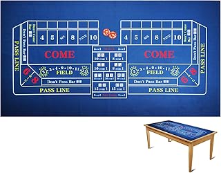 183,9 x 91,4 cm Craps Casino Tischunterlage aus Filz, 100% Durac, wasserdicht, waschbar und bügelbar. (Blau)