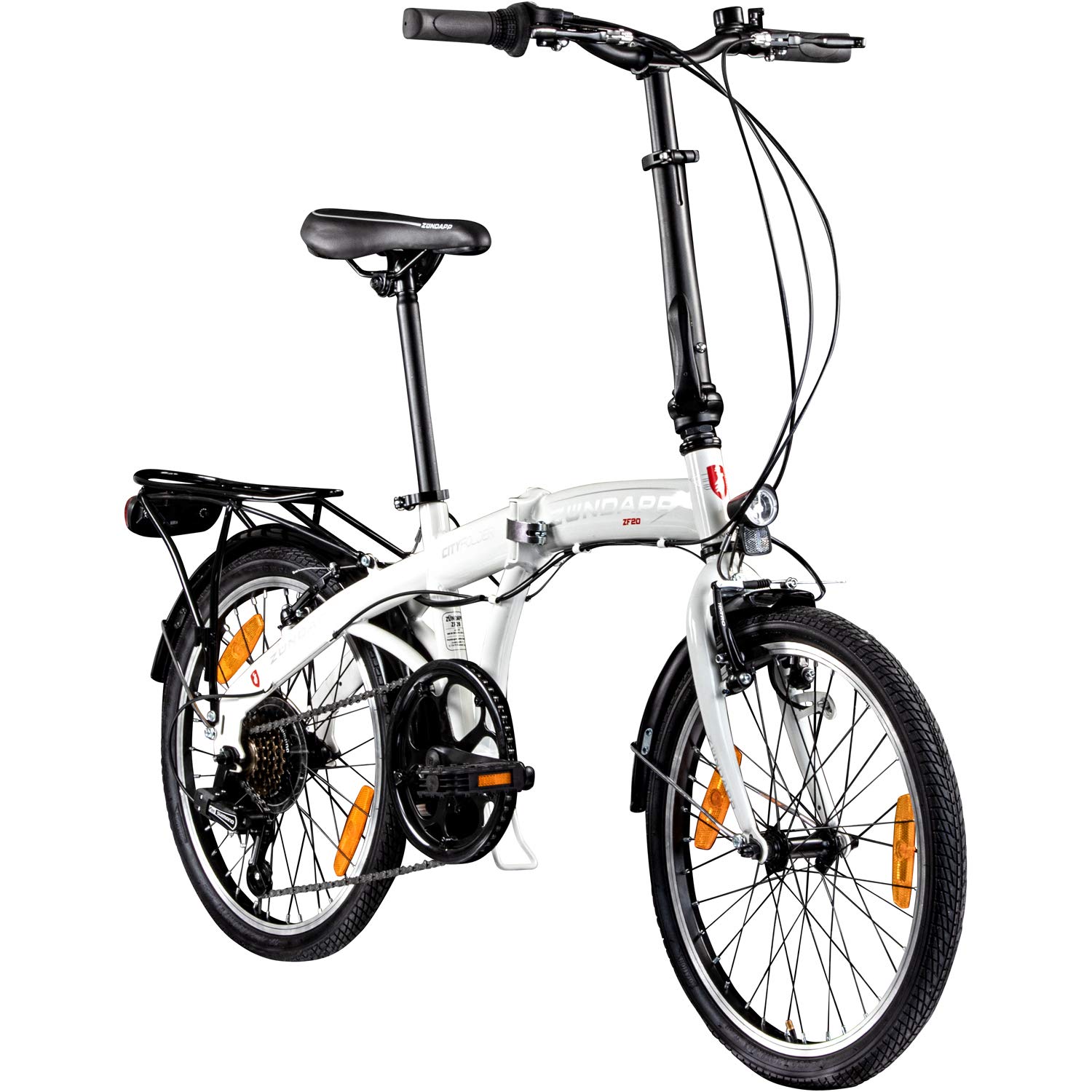 ZÜNDAPP Klappfahrrad 20 Zoll Faltrad ZF20 Speed Folder 20" Fahrrad Stadtrad mit StVZO Beleuchtung Klapprad mit Zubehör