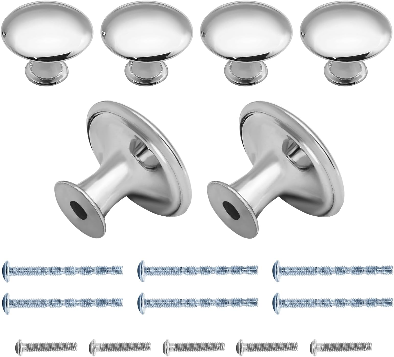 6 Pcs Silver Round Antique Brass Kitchen Cabinet Knobs Drawer Handle Pulls Cupboard Door Knobs Dresser Knobs with 12 Pack Screws for Bathroom Drawer Door Hardware