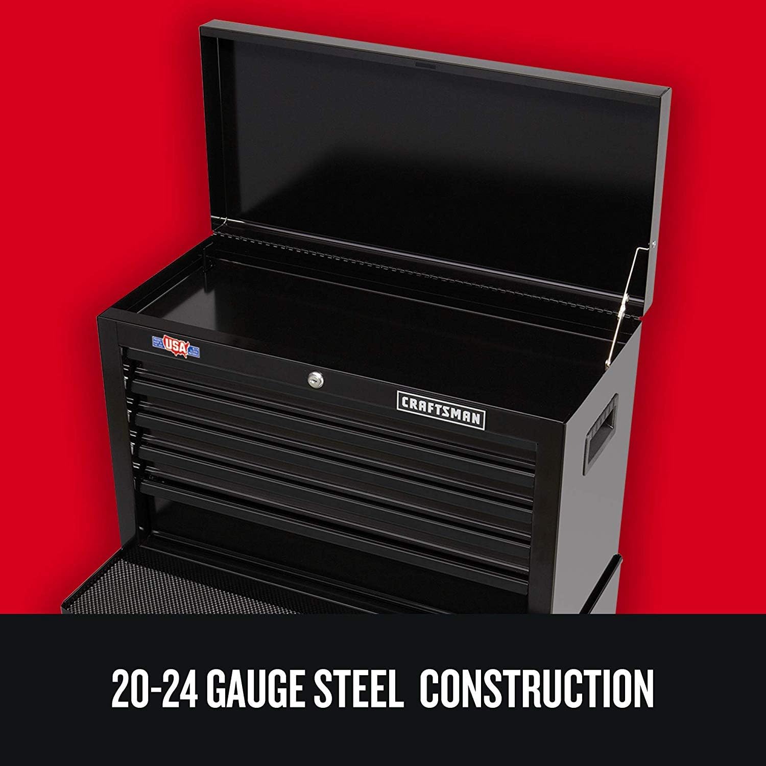 CRAFTSMAN Tool Cabinet with Tool Chest, 26-Inch, 8 Drawer, Combo with Drawer Liner Roll, Black (CMST82765BK & CMST82764BK)