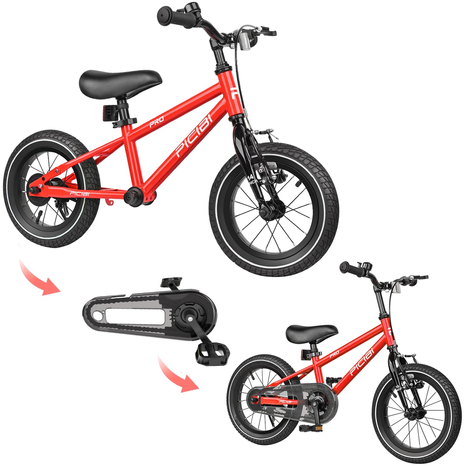 Balance Bike 2 in 1 for Kids Ages 5-7, 16 Inch Toddler Bike Converts from Balance to Pedal Bike with Training Wheels, Brakes and Pedal Kit