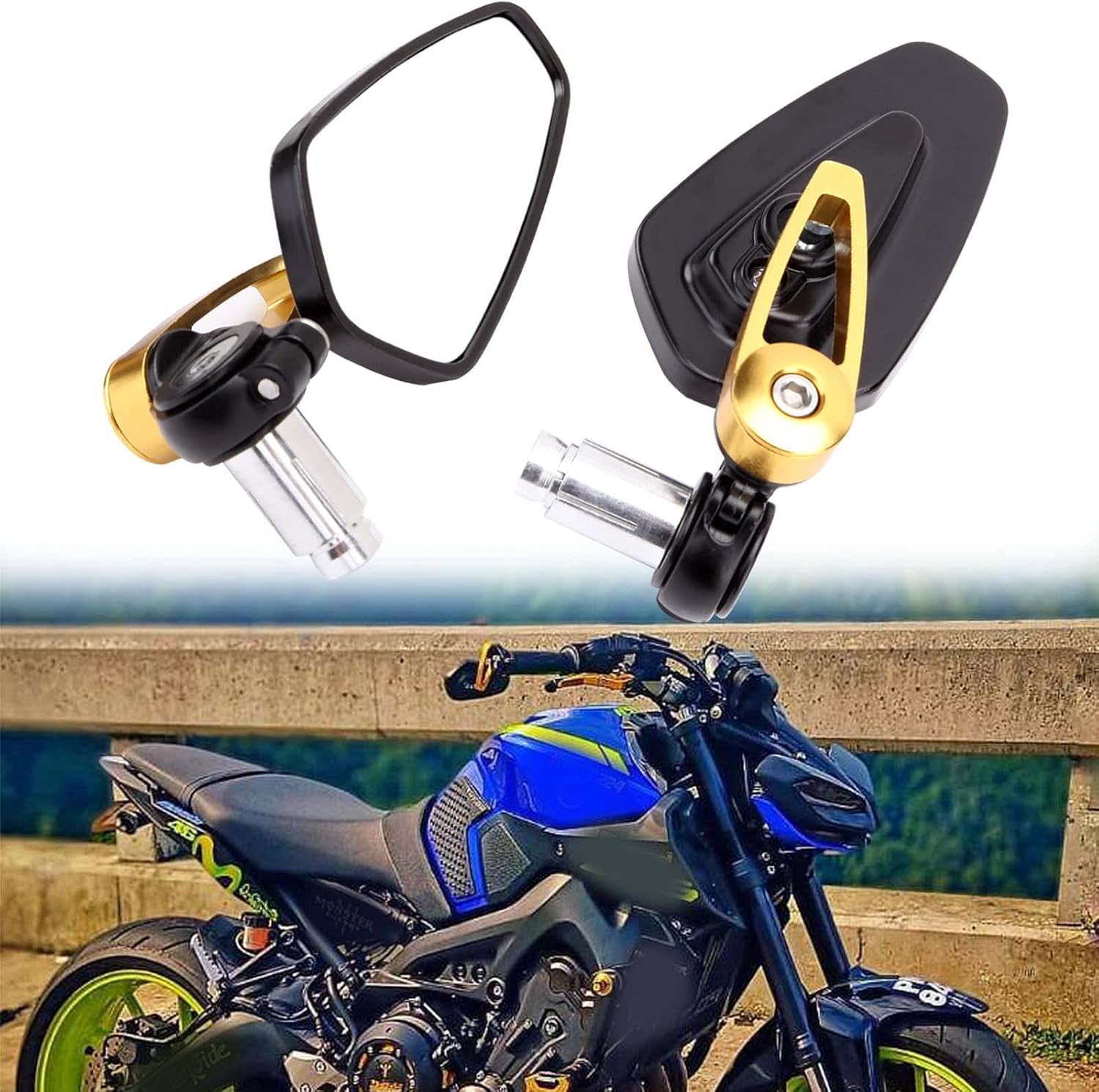 Blue Universal Motorcycle Mirrors Bar End Side Mirror Compatible with Honda Scooter Suzuki Yamaha Kawasaki Victory