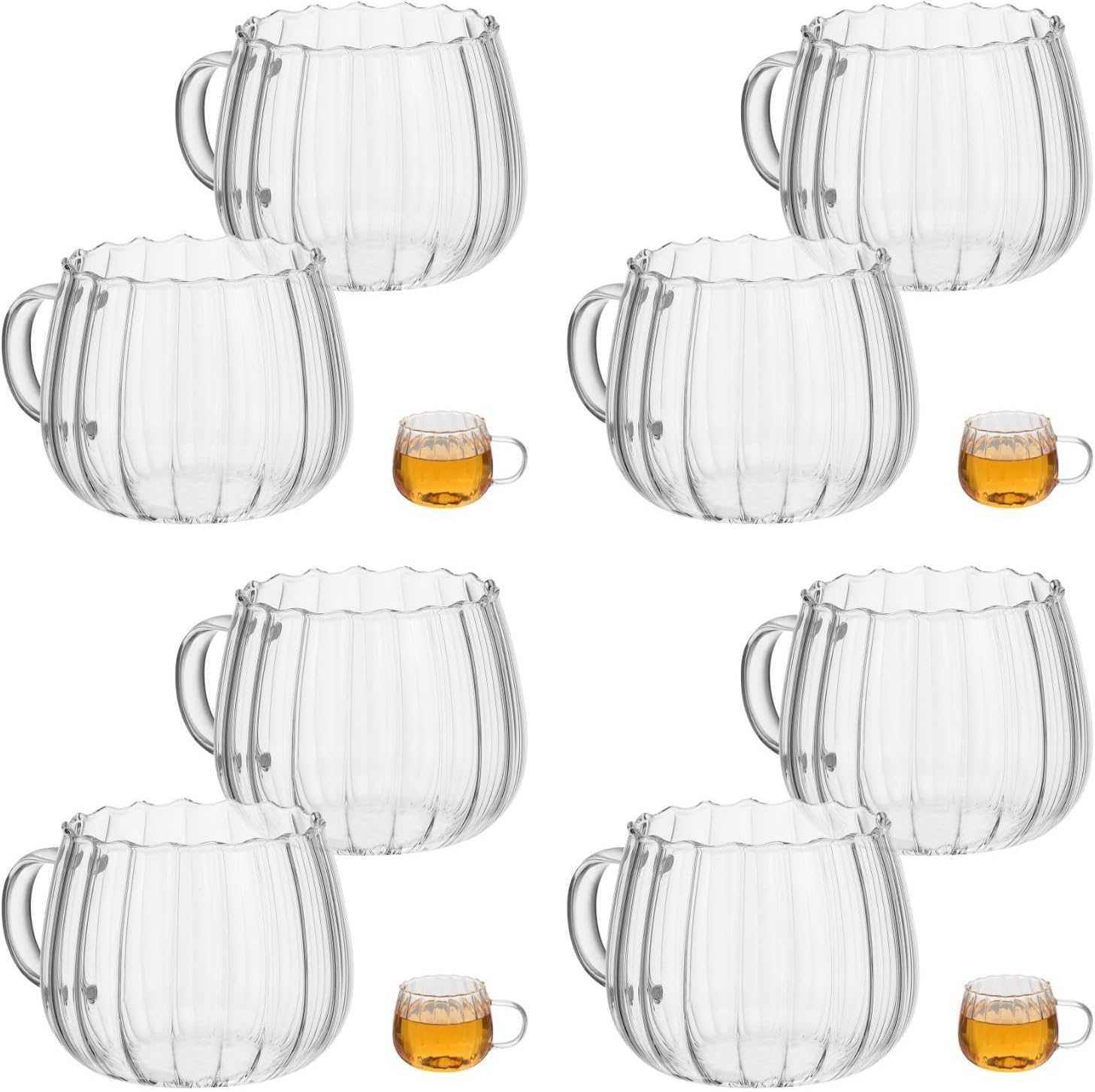 UPKOCH 8 Pcs Glass Pumpkin Cups Trendy Decor Juice Glass The Office Mug Milk Cup Pumpkin Mug Latte for Milk Fashionable Multi-function Transparent Soup