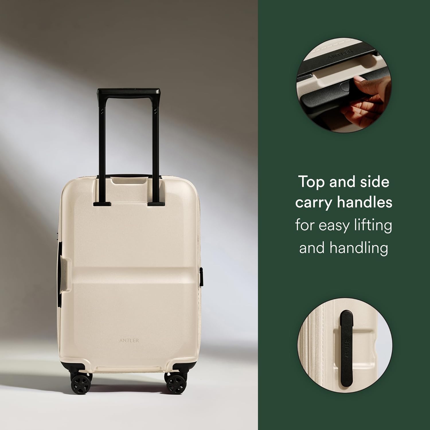 ANTLER - Single Stripe Hardside Carry On Luggage, 21.7x14.2x9.1 Inch 40L, Lightweight, 4 Spinner Wheels - Adjustable Handle, Expandable, Small Suitcase Airline Approved, TSA Lock - Wheat Beige