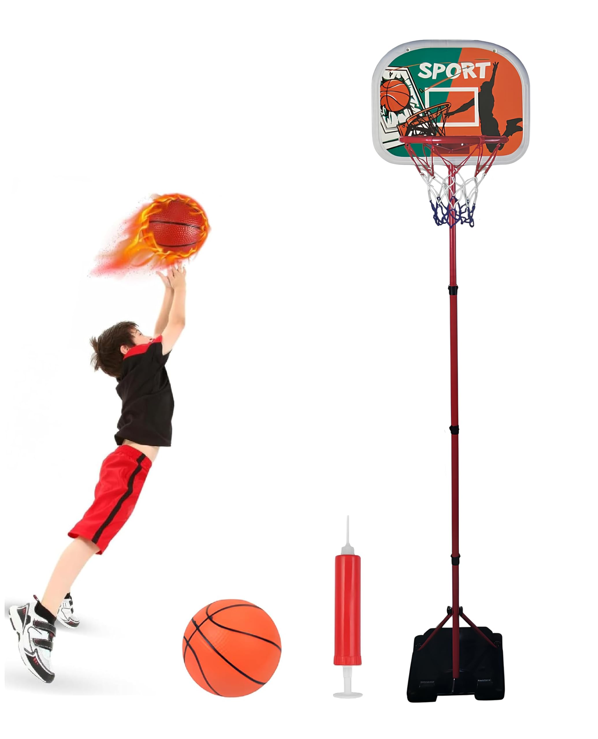 Koszykówka z poziomem wysokości 180 cm regulowana od 110 cm do 180 cm kosz do koszykówki wewnątrz na zewnątrz z podstawą do napełniania metalowy kosz z pompką kulkową z regulacją wysokości