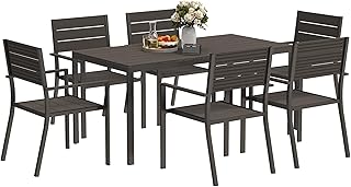 Outsunny 7 Piece Garden Furniture Set, 160 x 80 cm Rectangle Table and 6...