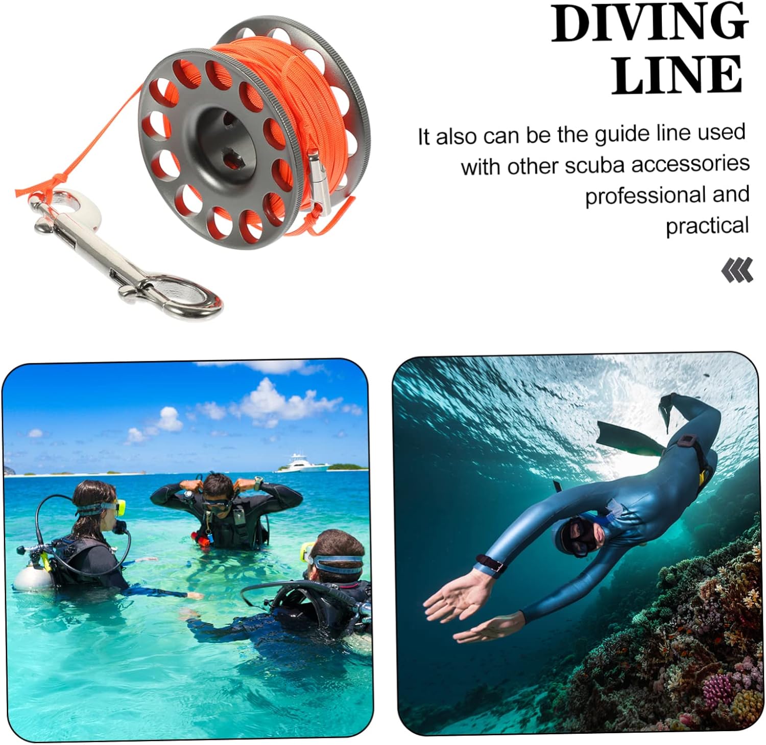 1roll Scuba Diving Finger Spool Reel Snap Clip Diving Accessory for Safe Underwater Navigation and Return