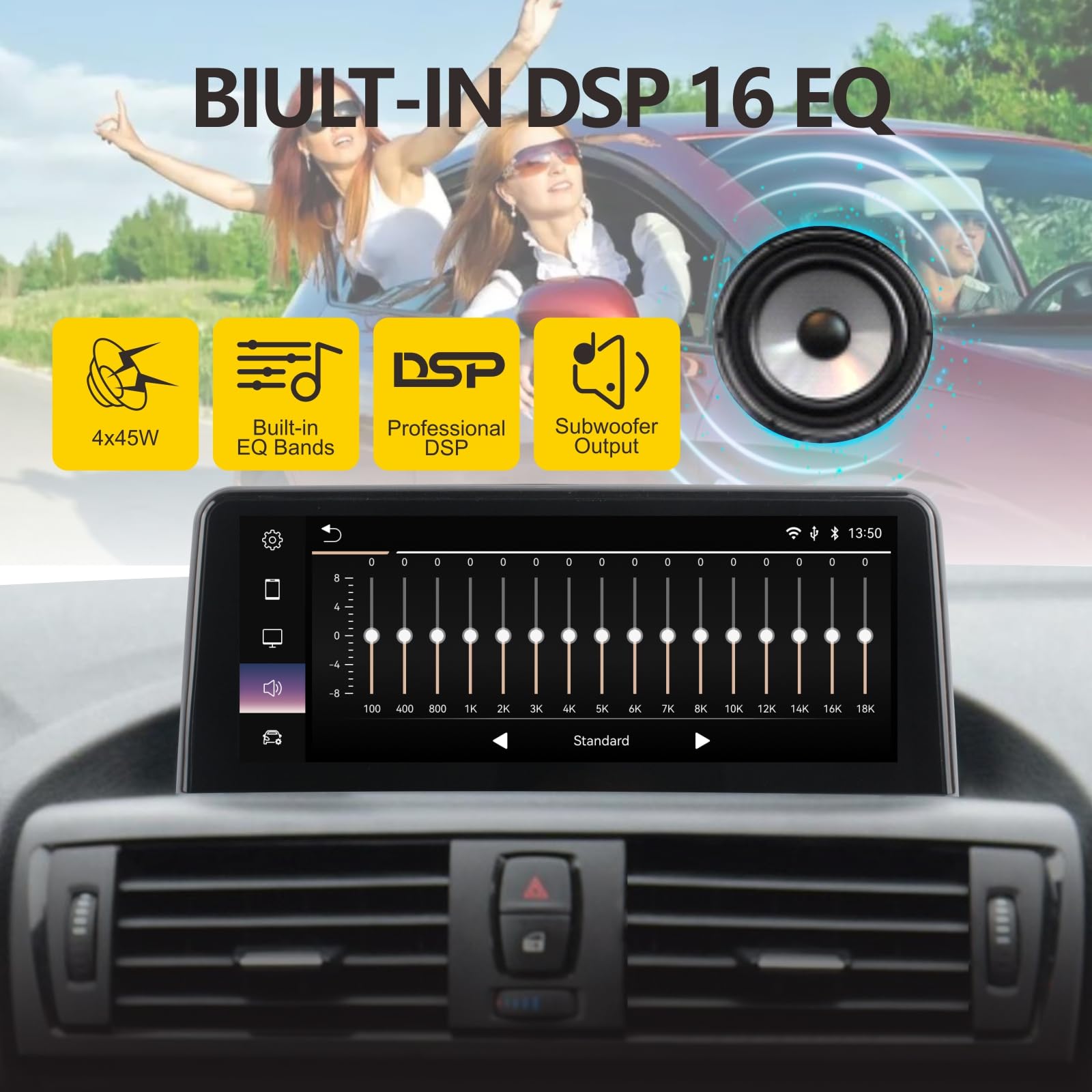 Autoradio pour BMW F20/F21/F23 Cabrio(2011-2016) F30/F31/F33/F34/F36/3GT (2012-2016) Stéréo sans Fil CarPlay/Android Auto Bluetooth RDS