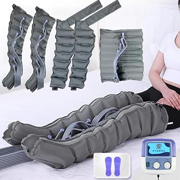 Air Compression Massager for Full Body, Electric Lymphatic Drainage Device with Timed Adjustable Pressure for Waist, Arms, Legs, and Feet