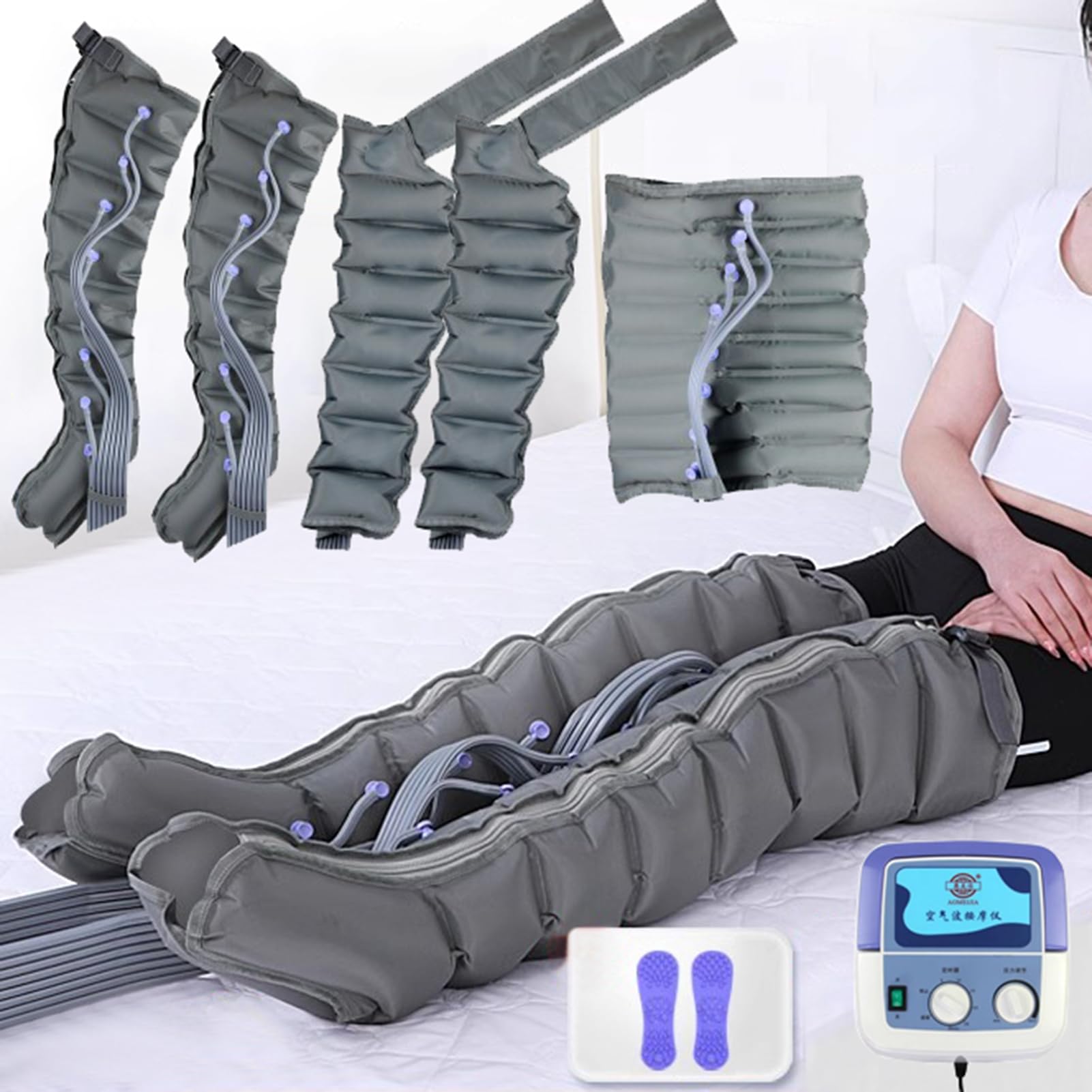 Massaggiatori elettrici per Piedi a Compressione d'Aria per Tutto Il Corpo, Strumento per Il rilassamento di Vita, Braccia e Gambe, 4/6/8 cavità per Il drenaggio linfatico, pressio