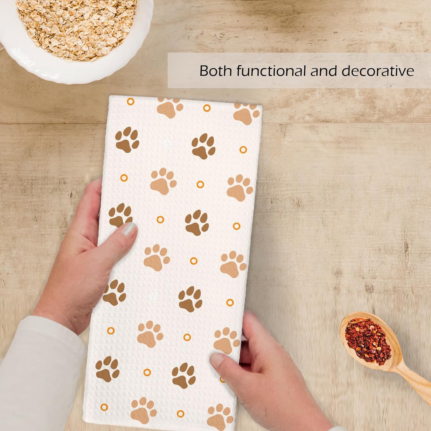 Cute Dog Paws Kitchen Towels, Dog Lovers Mom Owner Gifts for Women Dish Hand Tea Towels, Pet Lover Gifts Decorative Towel for Kitchen Bathroom, 16x24 Inch - Image 4
