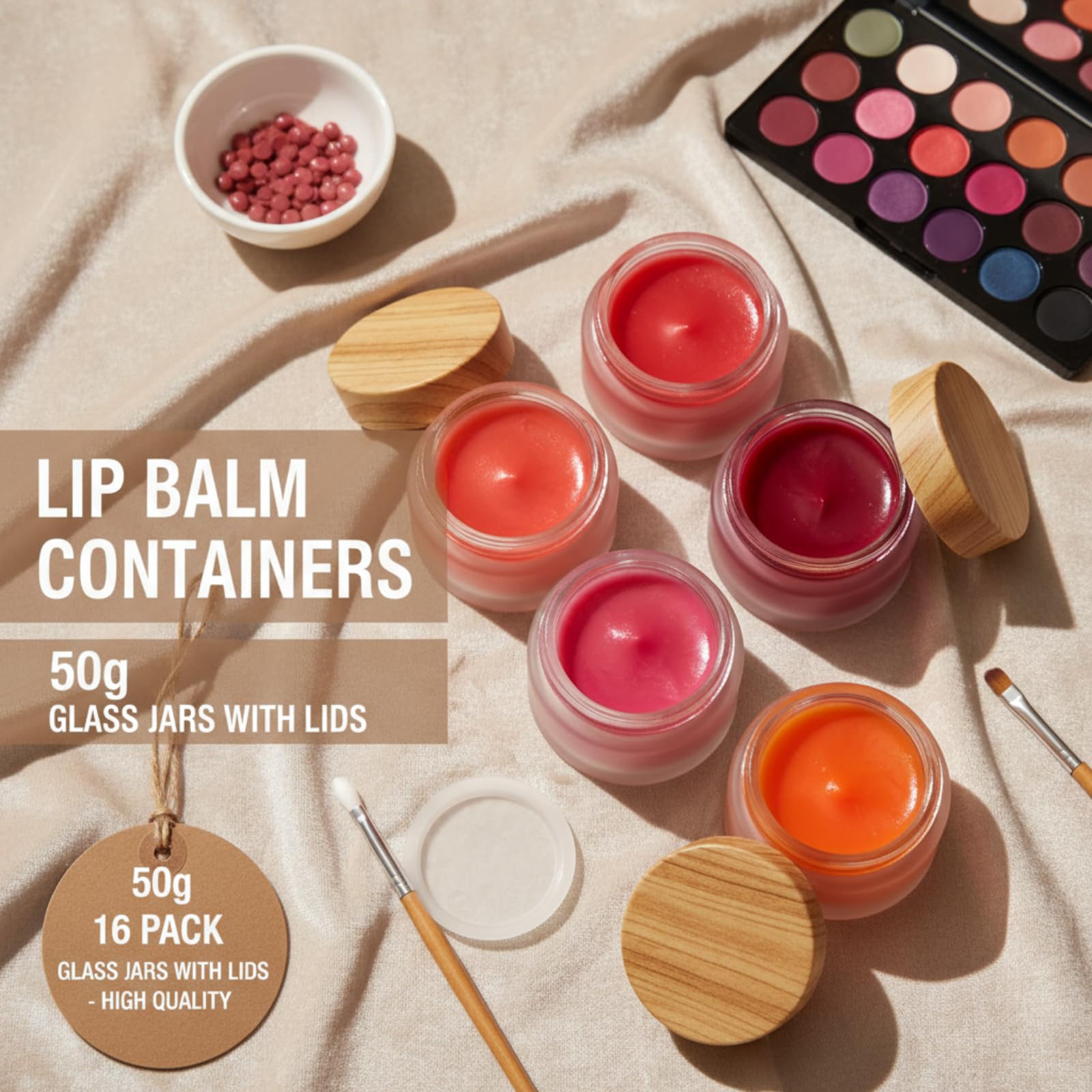 ZENFUN Lot de 16 récipients cosmétiques vides en verre 50 g/50 ml avec couvercle en plastique, flacons en verre dépoli, petits pots d'échantillons de maquillage, bocaux de voyage rechargeables pour