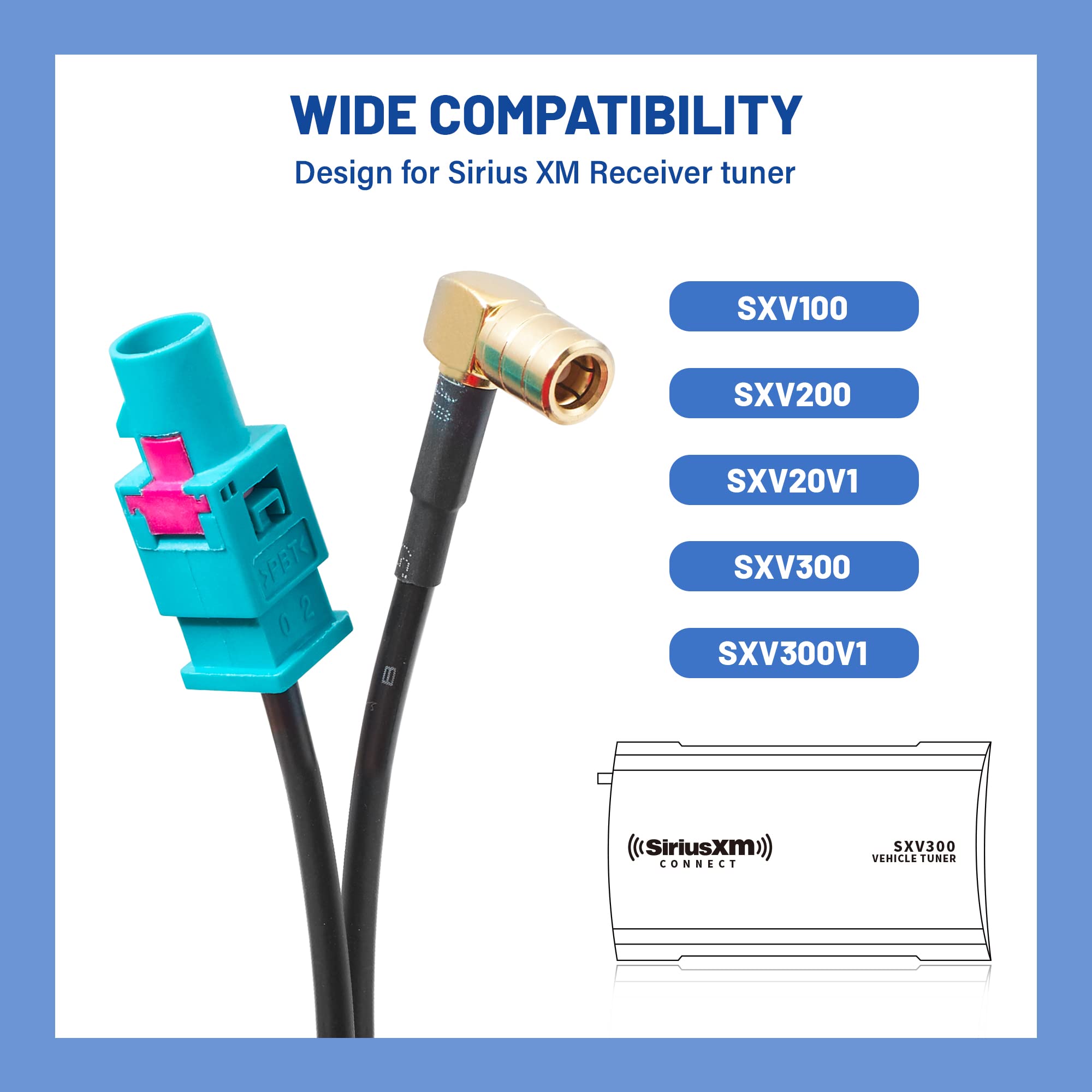 Anina Fakra Z Male to SMB Plug Connector Wire Harness for Factory Satellite Radio Antenna Adapter to Sirius XM Receiver Tuner Compatible with GM Ford Jeep RAM Toyota Truck Vehicles 4ft