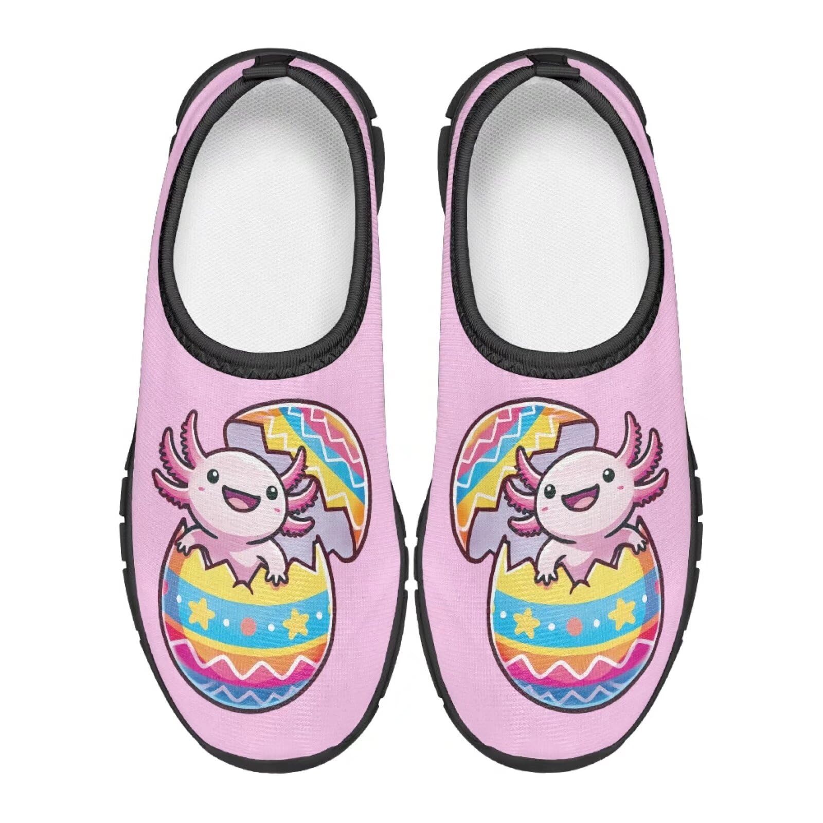 TODIYADDU Easter Egg Slip On Tennis Shoes for Girls Size 1 Axolotl Kids Cycling Shoes Lightweight Athletic Running Walking Hinking Footwear Comfy Sneakers Trendy Mesh Holiday, (Black)