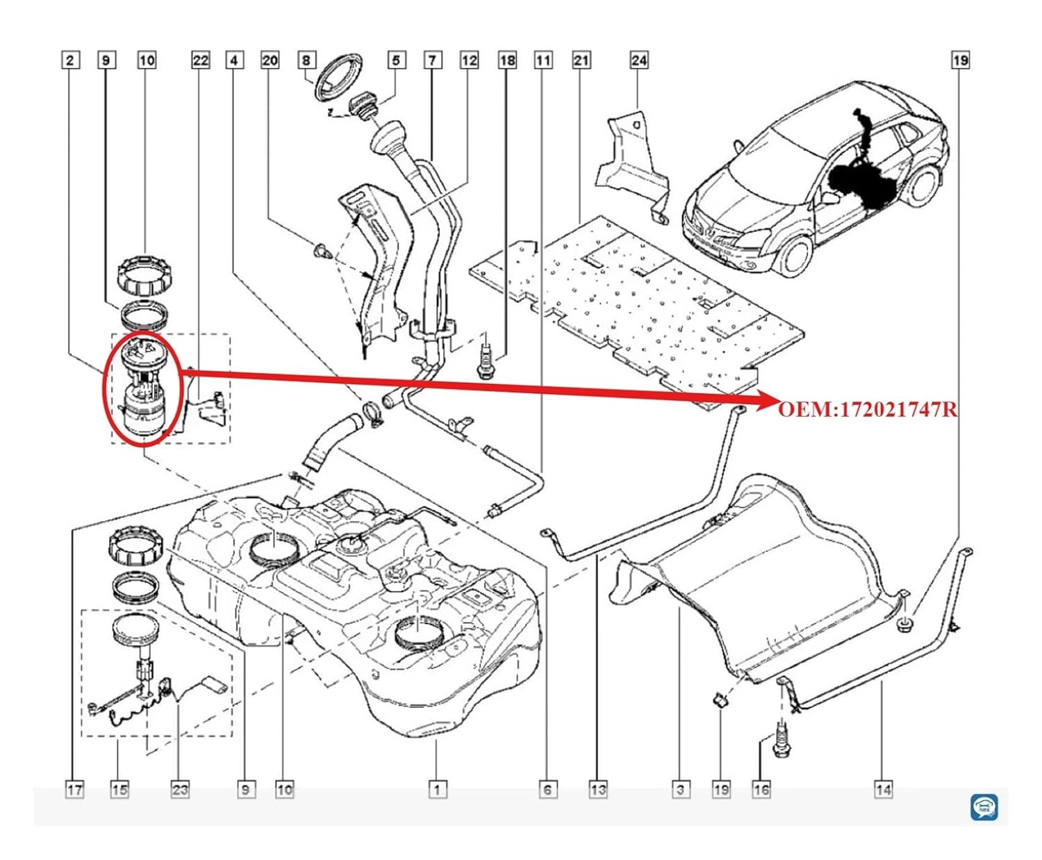 172021747R Fit for 08-16 Fuel Pump Assembly(China Brand)