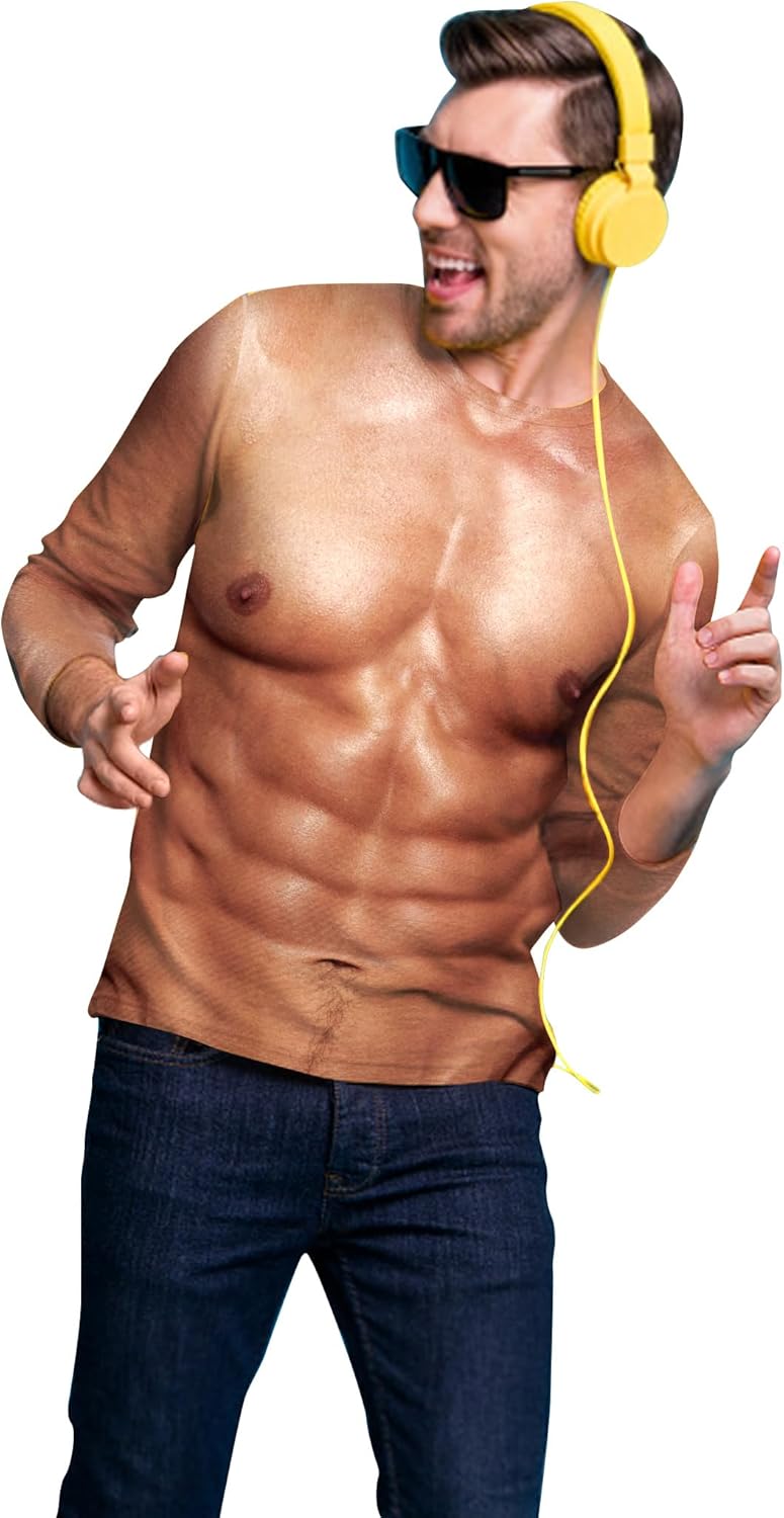 Goodstoworld Mens Halloween Tshirts Unisex Fake Muscle Hairy Chest Skeleton 3D Printed Shirts S-XXL - Image 3