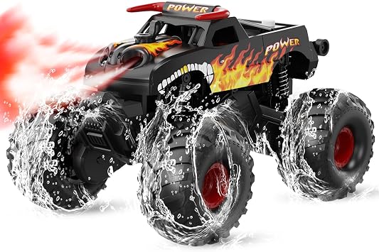 Alotwan Remote Control Monster Truck Waterproof - 116 Scale RC Truck, Rc Cars for Boys Age 8-12 Christmas Birthday Gifts, 4WD All Terrain Off-Road Pickup Toys for 8 9 10 11 12 Year Old, Black