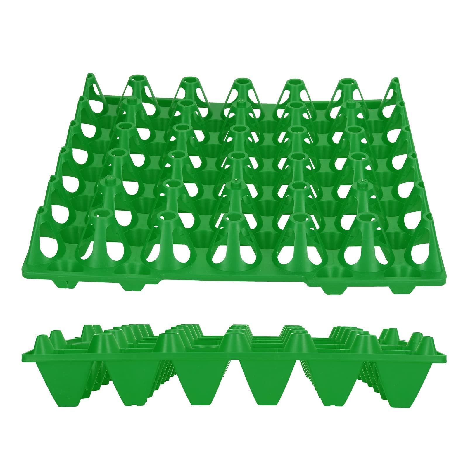 Cajas de huevos de plástico, 5 piezas, 28,7x28,3 cm, bandeja de soporte para 30 celdas, almacenamiento y transporte, suministros agrícolas para el hogar (Verde)