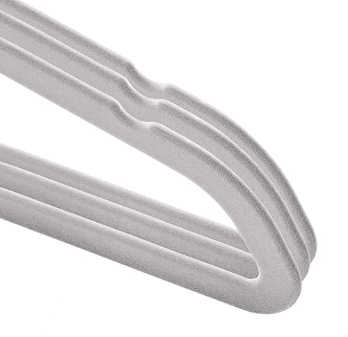Miniatura 3 de Casafield 50 perchas de terciopelo gris para trajes, perchas antideslizantes que ahorran espacio
