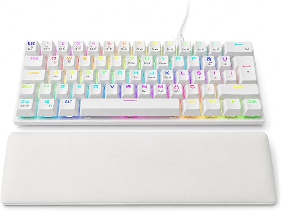 60% Kablolu RGB Mekanik Oyuncu Klavyesi, 62 Tuşlu Türkçe Q Beyaz