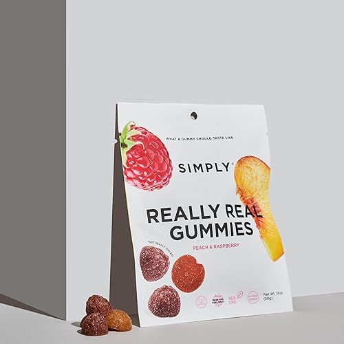 Miniatura 6 de Simply Fruit Gummies  Hechas con fruta real, melocotón y frambuesa, 1.8 onzas (paquete de 8), sin azúcar de caña + sin gluten + Kosher