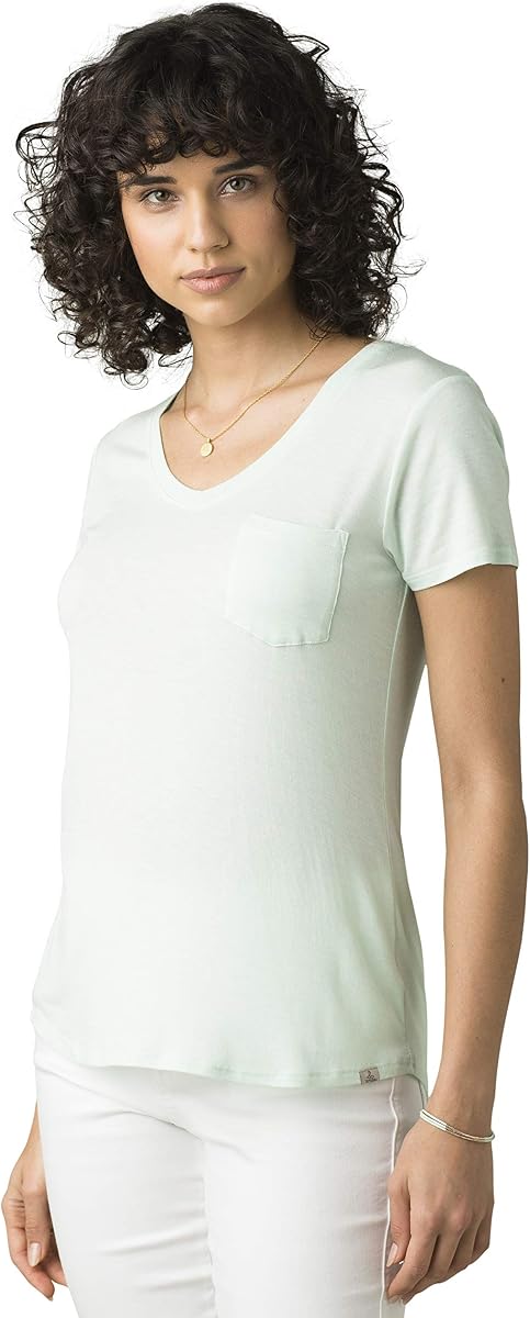 prAna Top de manga corta con cuello en V para mujer