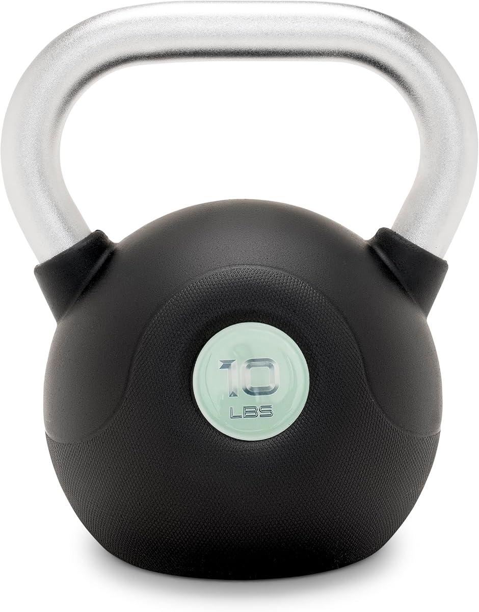Pesa rusa recubierta de PU de grado comercial – Pesas individuales de 10 a 40 LB con mango de acero texturizado, base plana – Entrenamiento de fuerza para entrenamientos de cuerpo completo y gimnasio en casa