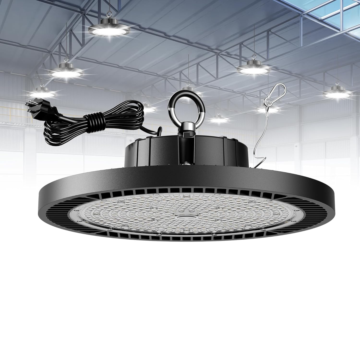 1 Pack UFO LED High Bay Light 200W 30000LM 5000K AC100-277V UFO High Bay LED Shop Light with
