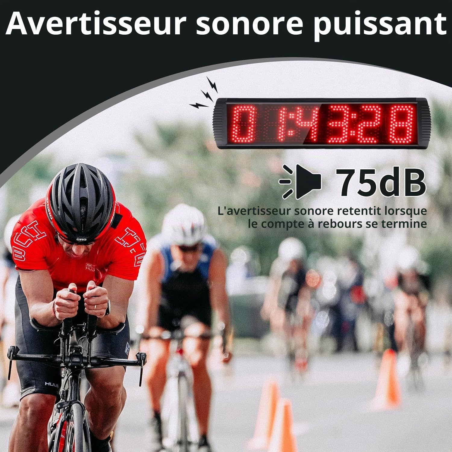 Chronomètre LED pour compétition, minuteur de compte à rebours, minuteur numérique avec bouton, chronomètre sport de 5 pouces avec trépied, compte à rebours/Up Digital Gym Timer Clock pour la maison